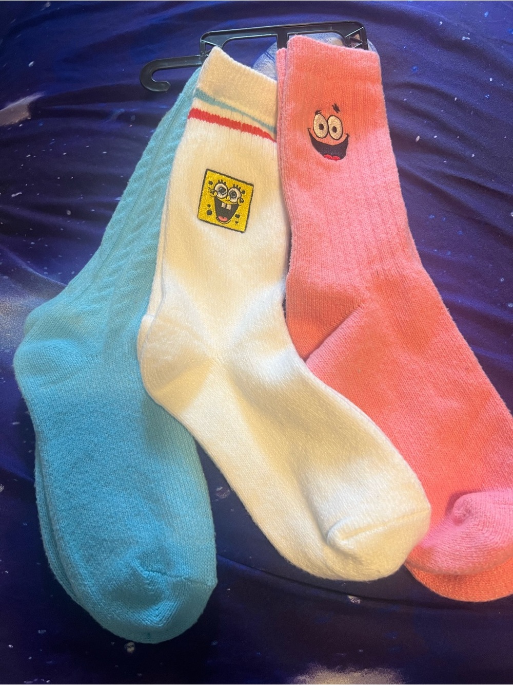 SpongeBob Squarepants Crew Socks in Blue, White & Pink